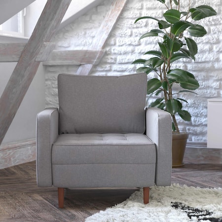 Flash Furniture Slate Gray Faux Linen Upholstered Tufted Chair IS-PC100-GY-GG